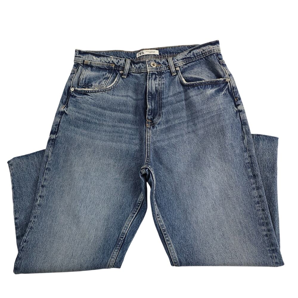 NWT Zara jeans loose cropped womens size‎ 32 blue 6758